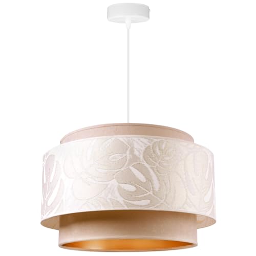 Light-Home Werona Duo Lampenschirm Hängelampe - Deckenlampe für Wohnzimmer Schlafzimmer und Esszimmer- Pendelleuchte aus Metall mit Lampenschirm Velours - E27 - Beige von Light Home LH