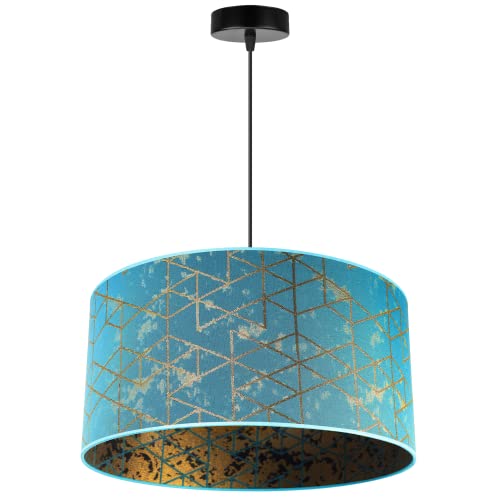 Light-Home Werona Elegant Hängelampe - Modern Deckenlampe für Wohnzimmer Schlafzimmer und Esszimmer - Pendelleuchte aus Metall mit Classic Lampenschirm - Blau - 23x45 cm von Light Home LH