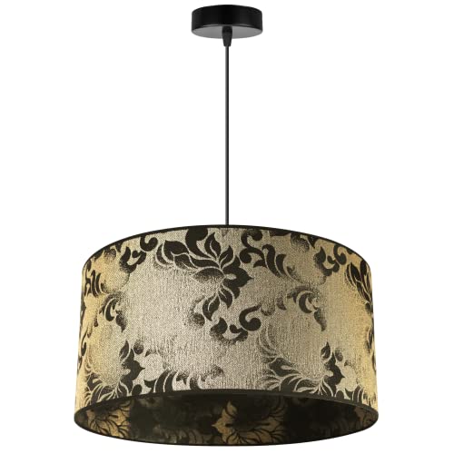 Light-Home Werona Lampenschirm Hängelampe Hängeleuchte - Deckenlampe Industrial für Wohnzimmer Schlafzimmer und Esszimmer - Pendelleuchte aus Metall mit Classic Lampenschirm - Schwarz-Gelb - 23x45cm von Light Home LH