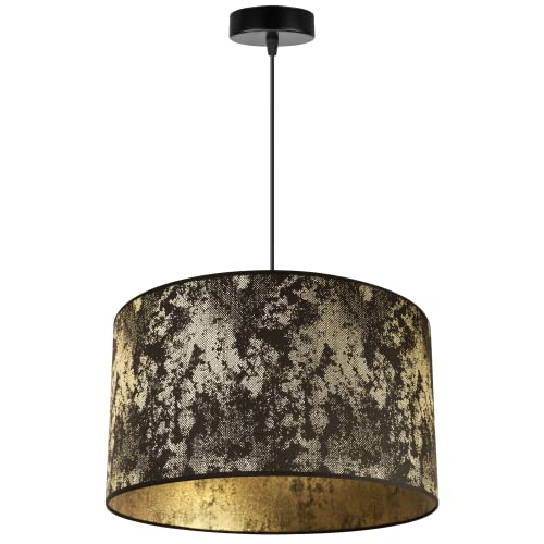 Light-Home Werona Lampenschirm Hängelampe Hängeleuchte - Deckenlampe Industrial für Wohnzimmer Schlafzimmer und Esszimmer - Pendelleuchte aus Metall mit Classic Lampenschirm - Schwarz-Gold - 23x40cm von Light Home LH