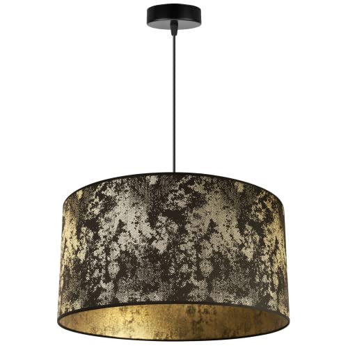 Light-Home Werona Elegant Hängelampe - Modern Deckenlampe für Wohnzimmer Schlafzimmer und Esszimmer - Pendelleuchte aus Metall mit Classic Lampenschirm - Schwarz-Gold - 23x45cm von Light Home LH