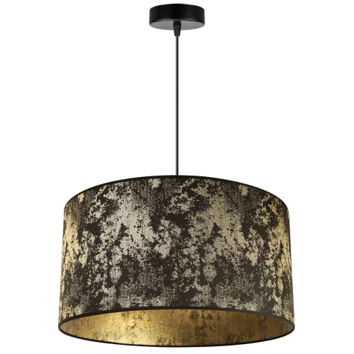 Light-Home Werona Lampenschirm Hängelampe Hängeleuchte - Deckenlampe Industrial für Wohnzimmer Schlafzimmer und Esszimmer - Pendelleuchte aus Metall mit Classic Lampenschirm - Schwarz-Gold - 23x45cm von Light Home LH