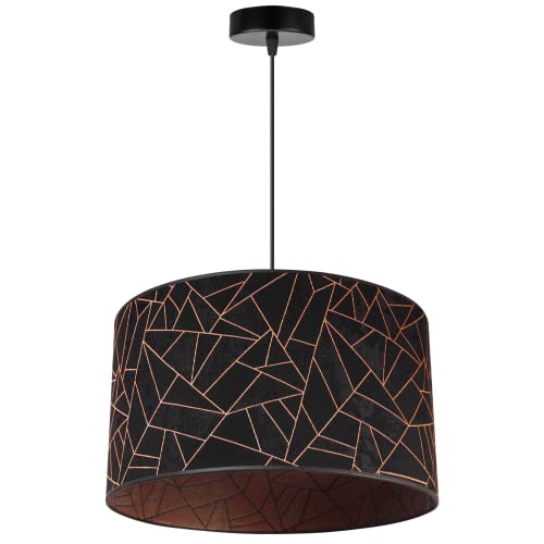 Light-Home Werona Elegant Hängelampe - Modern Deckenlampe für Wohnzimmer Schlafzimmer und Esszimmer - Pendelleuchte aus Metall mit Classic Lampenschirm - Schwarz-Kupfer - 23x40cm von Light Home LH
