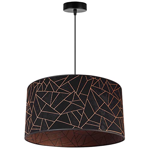 Light-Home Werona Lampenschirm Hängelampe Hängeleuchte - Deckenlampe Industrial für Wohnzimmer Schlafzimmer und Esszimmer - Pendelleuchte aus Metall mit Classic Lampenschirm - Schwarz-Kupfer - 23x45cm von Light Home LH