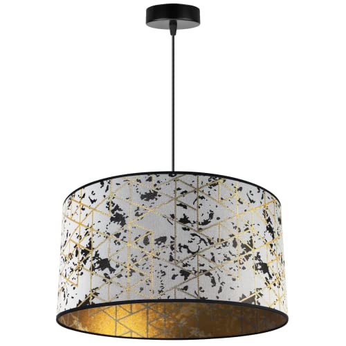 Light-Home Werona Lampenschirm Hängelampe Hängeleuchte - Deckenlampe Industrial für Wohnzimmer Schlafzimmer und Esszimmer - Pendelleuchte aus Metall mit Classic Lampenschirm - Weiß - Gold - 23x45 cm von Light Home LH