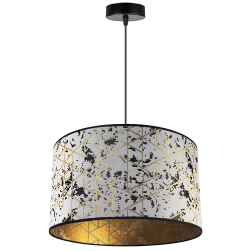 Light-Home Werona Lampenschirm Hängelampe Hängeleuchte - Deckenlampe Industrial für Wohnzimmer Schlafzimmer und Esszimmer - Pendelleuchte aus Metall mit Classic Lampenschirm - Weiß und Gold - 23x40cm von Light Home LH