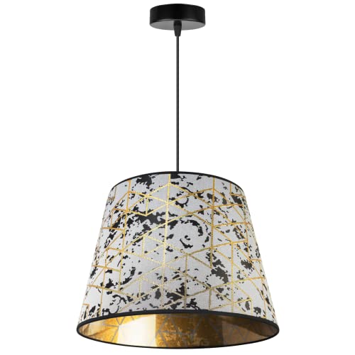 Light-Home Werona Lampenschirm Hängelampe Hängeleuchte - Deckenlampe Industrial für Wohnzimmer Schlafzimmer und Esszimmer - Pendelleuchte aus Metall mit Modern Lampenschirm - Weiß und Gold - 26x35 cm von Light Home LH