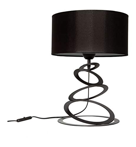 Light-Home Lampenschirm Tischlampe Modern - Elegante Nachttischlampe für Schlafzimmer Wohnzimmer - Tischleuchte E27-45x30 cm - Schwarz und Schwarz von Light Home LH