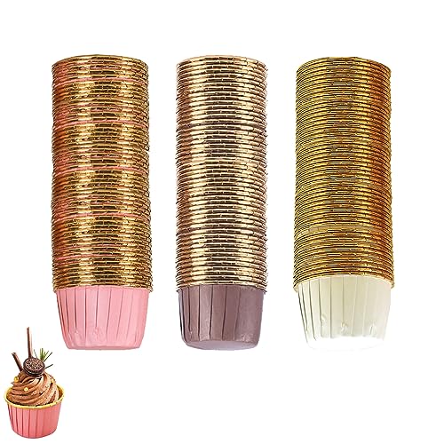 150 Stück Papier Muffinförmchen Cupcake Formen Papier Mini Muffins Papierförmchen Cupcake Muffin Förmchen Ölfest Backförmchen Papier Zum Backen, Hochzeit, Geburtstag, Party Dekoration (3-Farben) von Light feather