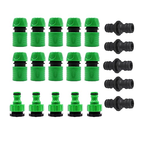 Schlauch Kupplung-Satz 20 Pcs Schlauchkupplung Zubehör 10 X 1/2 Zoll Schlauchkupplung 5 X 1/2 Zoll Auf 3/4 Zoll Schlauchverbinder 5 X Doppelstecker Schlauchkupplung Für Garten-Und Hauswasserarmaturen von Light feather