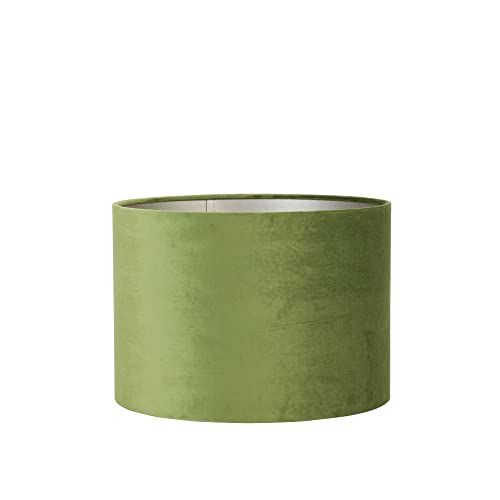 Lampenschirm Velours von Light & Living - Ø35, Höhe 30cm, für E27-Fassung - Blickdichter olive Samt mit taupe Innenverkleidung - Runder Lampenschirm für Tisch-, Stehlampen und Deckenlampen von Light & Living