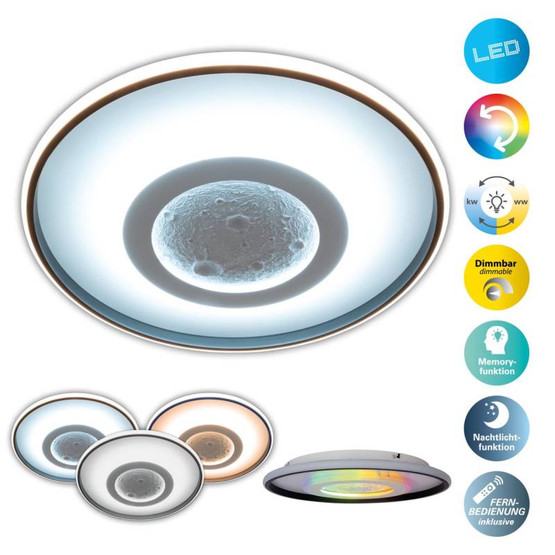 Light & More LED Deckenleuchte Moon 50 W Metall RGB von Light & More