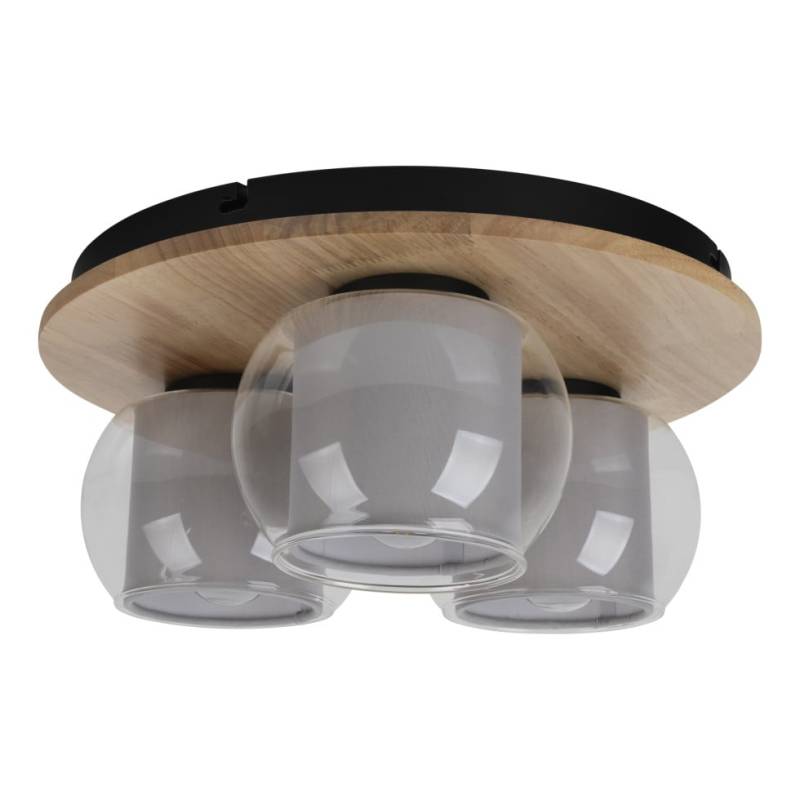Light & More LED Deckenleuchte Texas Holz Glas 3er Spot rund von Light & More