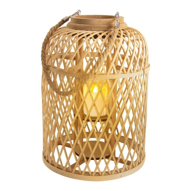 Light & More LED Dekoleuchte Korb hell mit Kerze mit Flammeneffekt 38 x 27 cm von Light & More