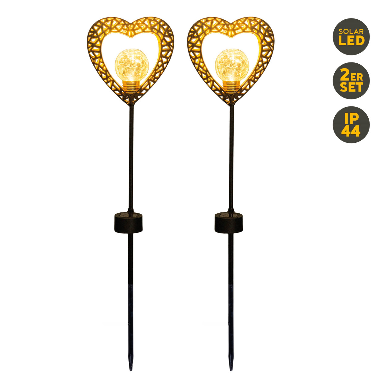 Light & More LED-Solarleuchte Herzmotiv mit Erdspieß 2er-Set Light & More LED-Solarleuchte Herzmotiv mit Erdspieß 2er-Set von Light & More