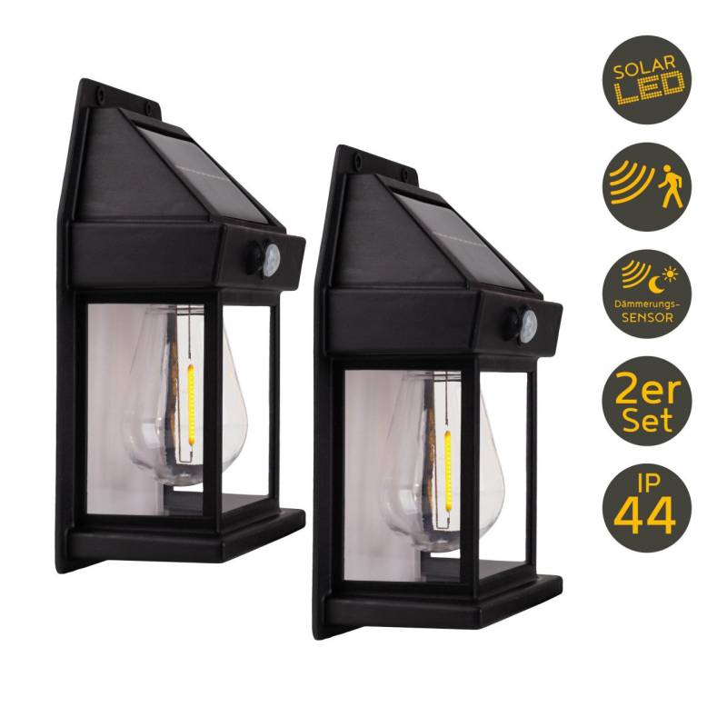 Light&More LED Solarwandleuchte 2er Set 2800-3200K schwarz von Light & More
