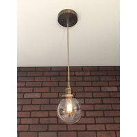 Industrial Pendant Light -Antique Brass 5" Kleiner Glaskugelschirm Mit Patentierten "Huila Electrical Connectors" Und Edison Radio Glühbirne von LightArtedLighting