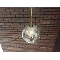 Industrial Pendant Light -Antique Brass 8" Glass Open Globe Shade Mit Patentierten "Huila Electrical Connectors" Und Edison Glühbirne von LightArtedLighting