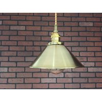 Industrial Pendant Light -Brass 8" Cone Shade Mit Patentierten "Huila Electrical Connectors" Und Edison Victorian Glühbirne von LightArtedLighting