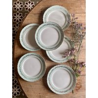 Set Mit 6 Vintage-Esstellern in Mint Und Gold, Modell Sevilla Von Moulin Des Loups Set Mit 6 Vintage-Esstellern in Mint Und Gold, Modell Sevilla Von Moulin Des Loups von LightBlossomBoutique