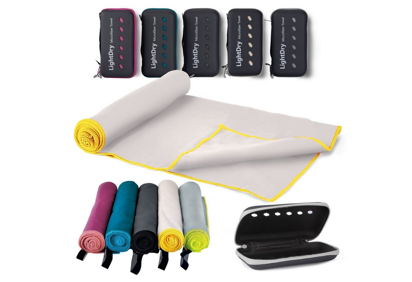 LightDry Sporthandtuch Badehandtuch Reise-Handtuch, Mikrofaser, saugfähig, leicht & antibakteriell & schnell trocknend von LightDry