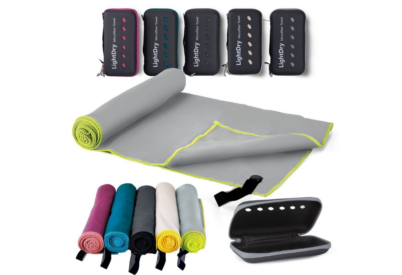 LightDry Sporthandtuch Badehandtuch Reise-Handtuch, Mikrofaser, saugfähig, leicht & antibakteriell & schnell trocknend von LightDry