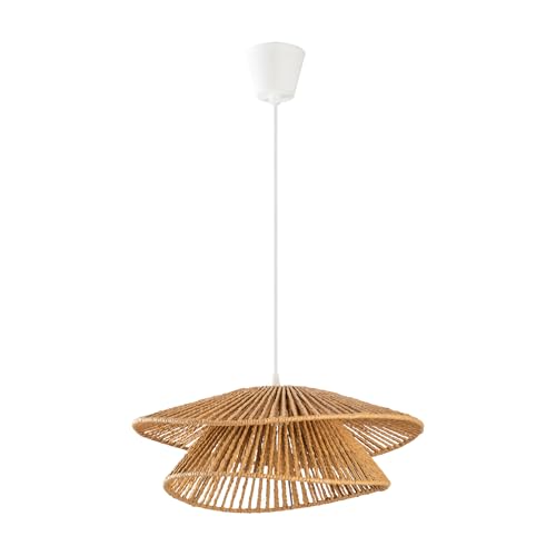 LightLogic Hängelampe ARILAS - Boho Lampe mit E27 Fassung - Beige Lampenschirm - Elegante Deckenleuchte für Wohnzimmer und Schlafzimmer- Stilvolle Hängelampe von LightLogic