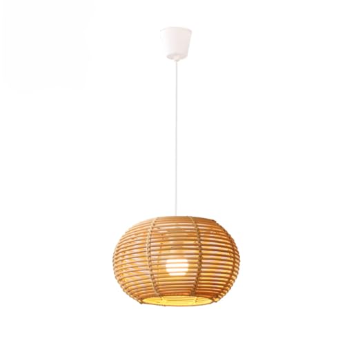 LightLogic Hängelampe ARILAS - Boho Lampe mit E27 Fassung - Beige Lampenschirm - Rattan Lampenschirm - Deckenleuchte für Wohnzimmer und Schlafzimmer- Stilvolle Hängelampe von LightLogic