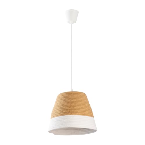LightLogic Hängelampe ARILAS - Boho Lampe mit E27 Fassung - Beige Lampenschirm - Elegante Deckenleuchte für Wohnzimmer und Schlafzimmer- Stilvolle Hängelampe von LightLogic