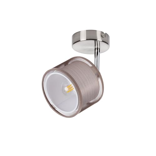 LightLogic Wandleuchte ESEK EL-1O - E14 Fassung - Verstellbare Wandlampe - und Deckenleuchte mit Stoffschirm, Leuchte für Wohnzimmer, Schlafzimmer und Flur - Nickel Satin von LightLogic