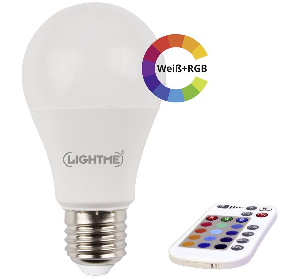 LightMe LED-Leuchtmittel LightMe LM85194 LED EEK F (A - G) E27 Glühlampenform 8.8 W = 66 W RGBW von LightMe