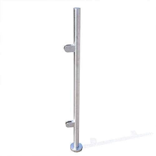 110cm Edelstahl Geländerpfosten mit Glasklemmen, Glas Balustrade Geländerpfosten Grade Pole Handlauf für Innenleitplanken, Schwimmbadleitplanken usw (Cornor post) von Lightakai