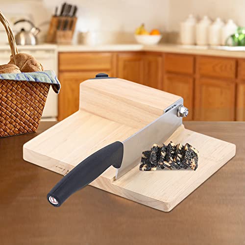 Biltong Cutter Küchenschneider, Manueller Brotschneider Biltong Gemüse Messer Fruits food Cutter Haushaltsholzschnittstelle Edelstahl Küchenschneider mit Eichen-Schneidebrett von Lightakai