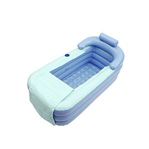 Inflatable Badewanne,Lightakai PVC Inflatable Bathtub Aufblasbare Tragbare Badewanne Faltbare Inflatable Bathtub mit Kissen & Abflussrohr (ohne Pumpe) für Home Pool-Badezimmer, Blau von Lightakai