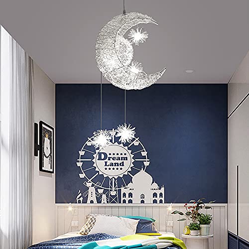 LED Pendelleuchte, LED Decken Lampe Kreative Kinder Zimmer Fairy Mond und Sterne Pendelleuchte Kronleuchter Beleuchtung Kreative Deckenleuchte für Kinder Schlafzimmer Wohnzimmer von Lightakai
