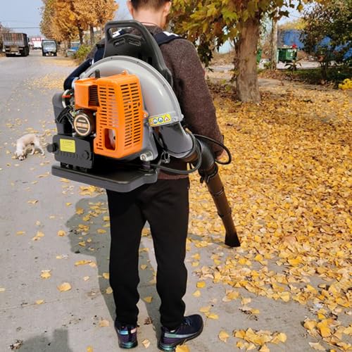 Lightakai 63CC Benzin Rückentragbar, 3,6 HP Profi Rucksack Benzin Laubbläser 2-Stroke Benzin Rückenlaubbläser Laubbläser Gartenbläser Luftkühlung für Beseitigung von Laub, Straßenstaub, Müll usw von Lightakai