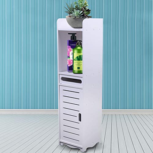 Lightakai Badezimmerschrank, Badregal Freistehende Badezimmerschrank Modern Hochschrank Bad Aufbewahrung Schrank für Badezimmer Schlafzimmer Wohnzimmer,20X80cm (Weiß) von Lightakai