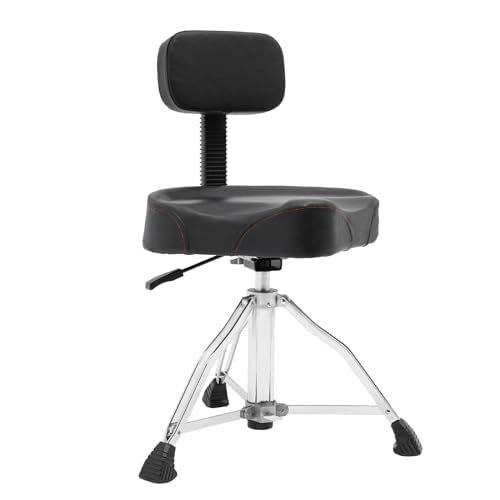 Lightakai Drumhocker, Höhenverstellbarer 45-60cm Trommelhocker mit Rückenlehne 360° Rotatable Drum Stool Pneumatic Drum Chair (Schwarz) von Lightakai