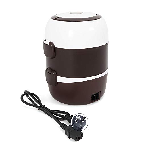 Lightakai Elektrisch Lunchbox, 2L Tragbare Brotdose Reiskocher Dampfgarer 3 Schicht Reiskocher Dampfgarer Edelstahl Innentopf von Lightakai