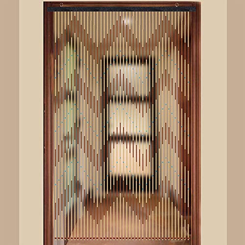 Lightakai - Holzperlenvorhang, 90x200 cm 31 Stränge Holzperlenv Türvorhang Perlenvorhang Raumteiler Insektenschutz Vorhang Fadenvorhang für Schlafzimmer Wohnzimmer Türen Fenster von Lightakai