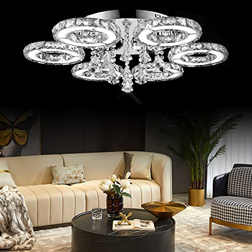 Lightakai Modern Kronleuchter Kristall, 76W/88W LED Deckenleuchte Luxus Kristall Deckenlampe Einbauleuchte Blume LED-Hängeleuchte für Küchen, Schlafzimmer, Wohnzimmer, Apartments (88) von Lightakai