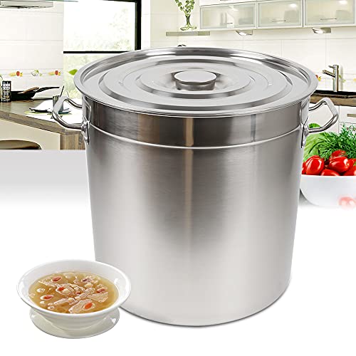 Suppentopf mit Deckel,Lightakai 50Liter Edelstahl Kochtopf Suppentopf Universal Suppentöpfe mit Griffen für Kochen, Schmoren, Chili Und Anderen Feuchten Gerichten, Silber von Lightakai