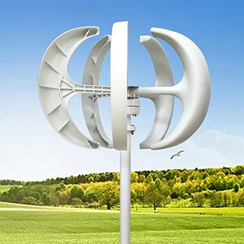 Vertikaler Windgenerator, 600W 12V 5 Blatt Laterne Typ 5-Blatt Vertikale Achse Windturbine Generator mit Controller und Flanschplatte für Heim, Boot, Straßenbeleuchtung (Weiß) von Lightakai