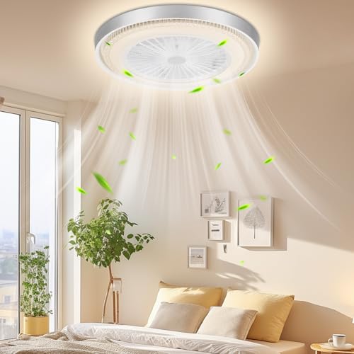 Lightasea Deckenventilator mit Beleuchtung, Deckenlampe mit Ventilator und Fernbedienung, 3 Farbtemperatur und 6 Geschwindigkeiten LED Deckenleuchte mit Ventilator Leise für Wohnzimmer, Schlafzimmer von Lightasea