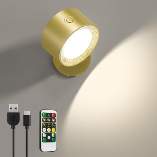 LED Wandleuchte Innen, 1 Stück Wandlampe Akku mit Fernbedienung, 3 Farbmodi Kabellos Wandlichter Lampen ohne Strom, 360° Drehbare Nachttischlampe Strahler für Kinderzimmer Schlafzimmer Wohnzimmer LED Wandleuchte Innen, 1 Stück Wandlampe Akku mit Fernbedienung, 3 Farbmodi Kabellos Wandlichter Lampen ohne Strom, 360° Drehbare Nachttischlampe Strahler für Kinderzimmer Schlafzimmer Wohnzimmer von Lightbiz