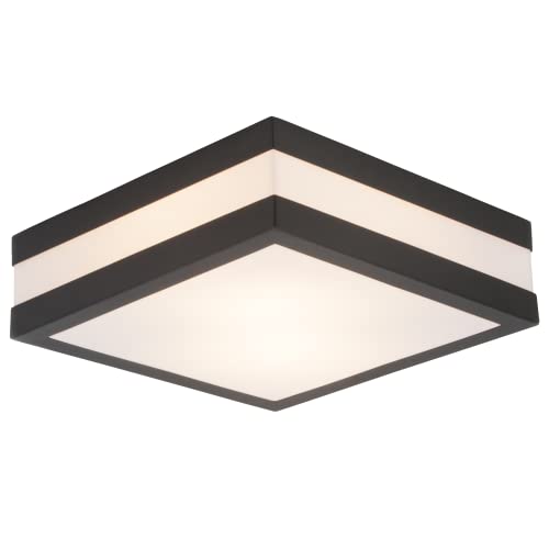 Lightbox Outdoor Deckenlampe | 9 x 29 cm | 2 flammige Außen Wand- & Deckenleuchte | für Terasse oder Gartenhaus | 2 x E27 Fassung | aus Edelstahl/Kunststoff in Anthrazit/Weiß von Lightbox