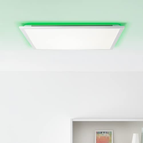 Lightbox LED Panel Deckenleuchte, dimmbar, 60x60cm, 36 Watt, mit RGB Hintergrundbeleuchtung, 2700-6500 Kelvin, Metall/Kunststoff, Weiß von Lightbox