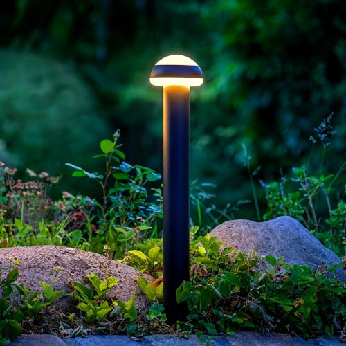 Lightbox LED Outdoor Wegelampe - Außen Sockelleuchte mit IP44-3000 Kelvin - 80 cm Höhe & 15 cm Durchmesser - 1100Lumen - als Garten oder Wege Beleuchtung aus Metall/Kunststoff in Sand Schwarz von Lightbox