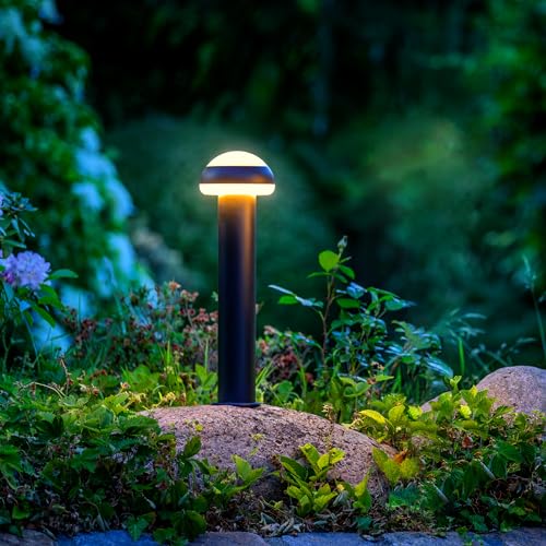 Lightbox LED Outdoor Wegelampe - spritzwassergeschützte Außen Sockelleuchte mit warmweißer Lichtfarbe - 50 cm Höhe - als Garten Beleuchtung - 1100 Lumen aus Edelstahl/Kunststoff in Sand Schwarz von Lightbox