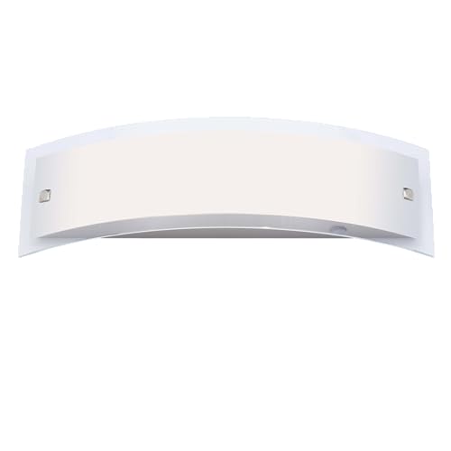 Lightbox 2 flammige Wandlampe - moderne Wandleuchte für Badezimmer - mit Schalter - 40 cm Höhe - 12 cm Länge - E14 Fassung - max. 40 W - aus Glas/Metall - in Edelstahl/Weiß von Lightbox